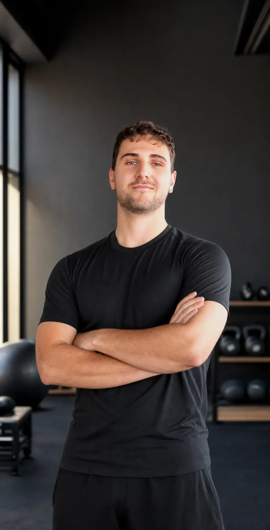 Alex Gasperi, personal trainer, in uno studio di allenamento